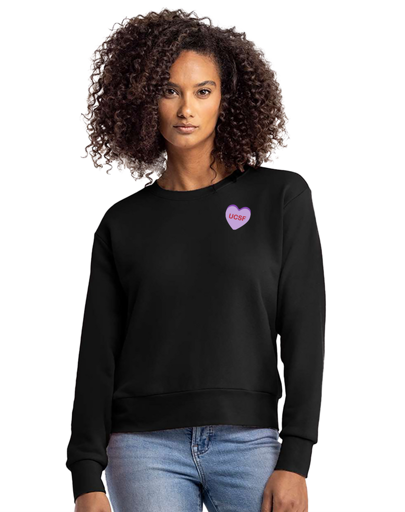 UCSF Valentine's Heart Month Apparel Spring 2025 Ladies Crewneck Swe