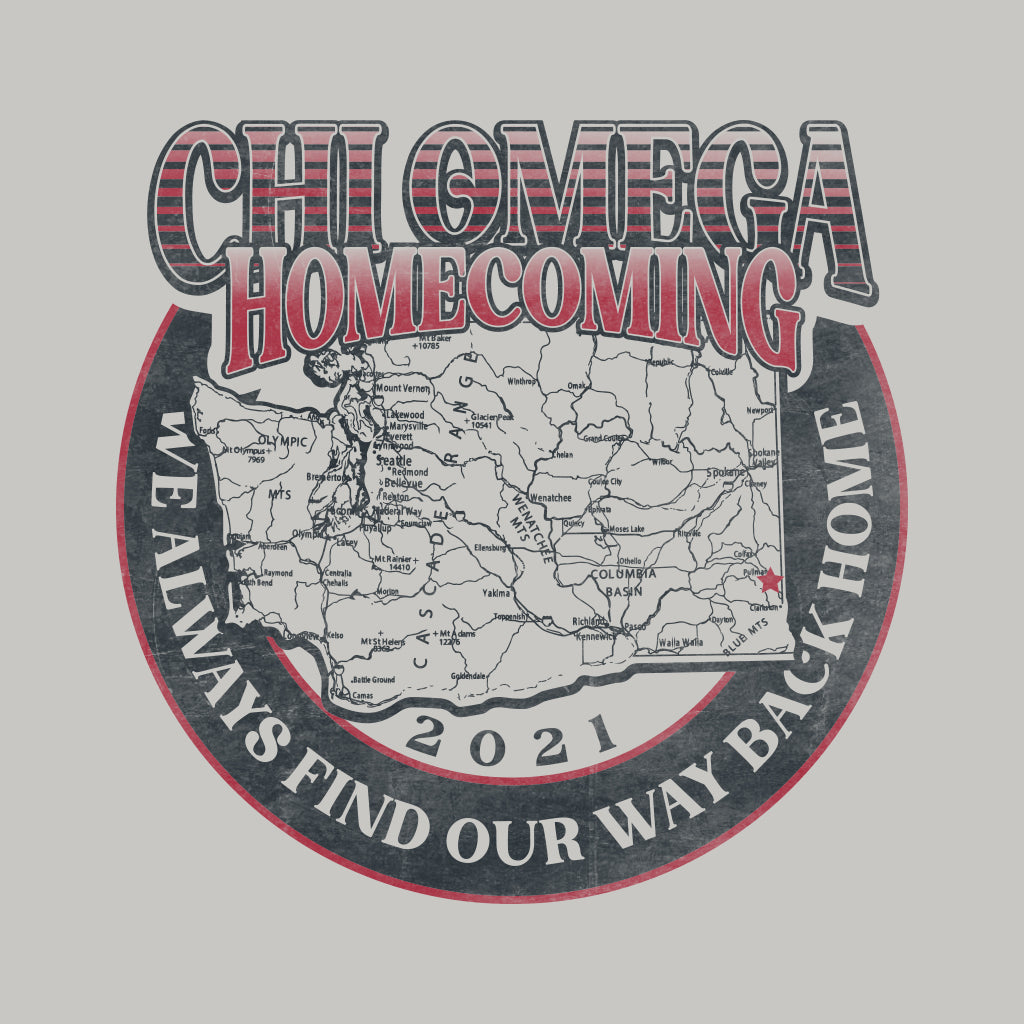 Chi Omega Vintage Map Design