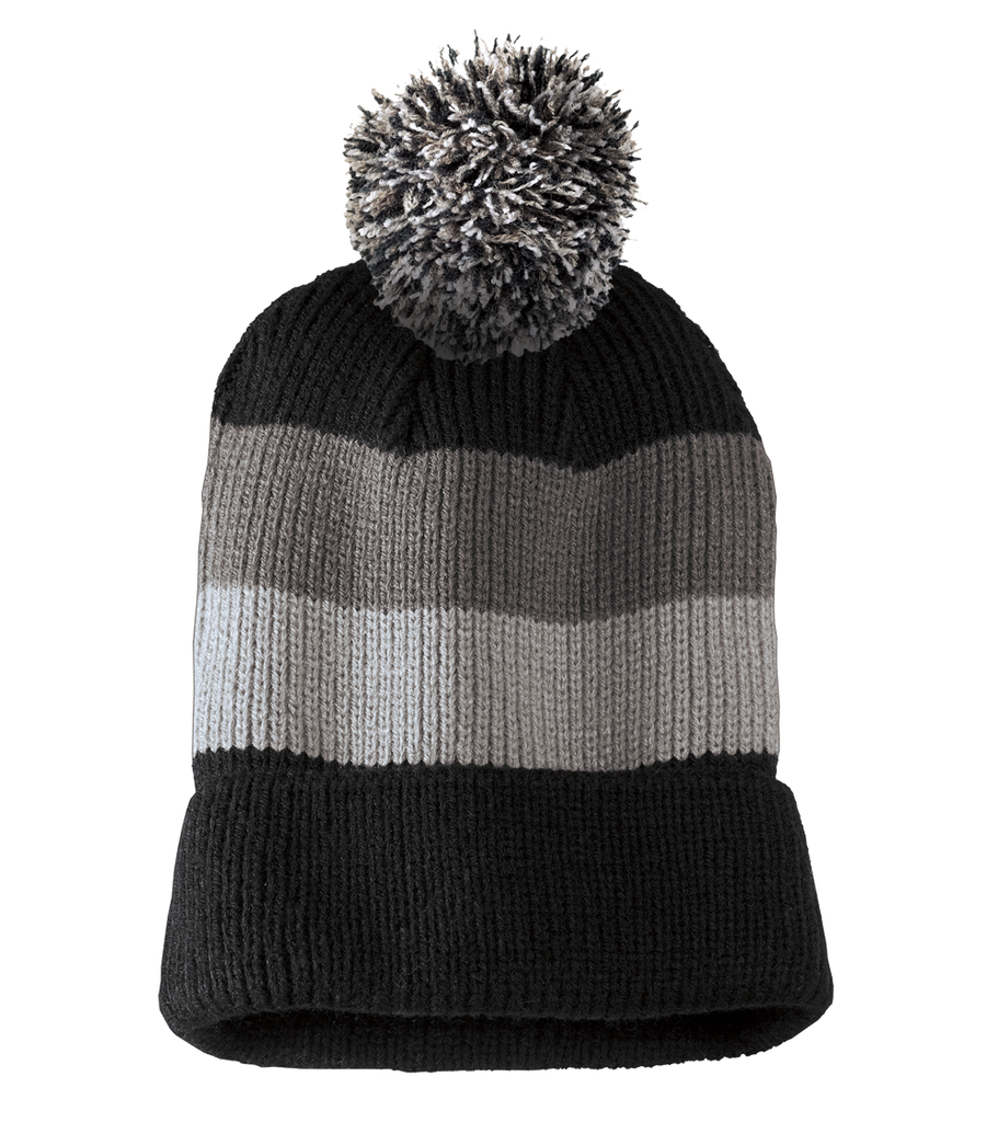 District Vintage Striped Beanie with Removable Pom
