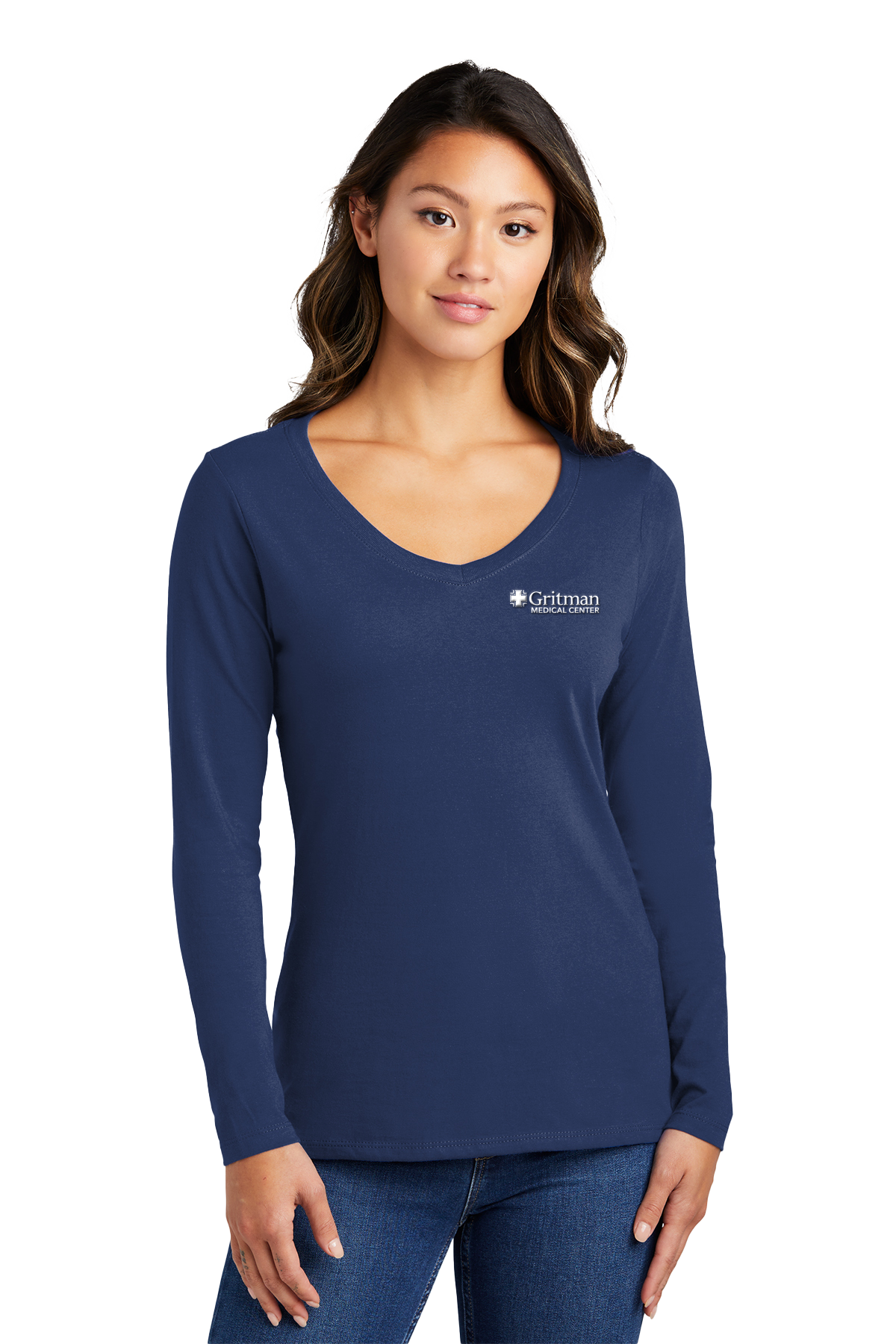 Gritman Medical Center Employee Store March 2025 - Ladies V-Neck Long Sleeve Tee