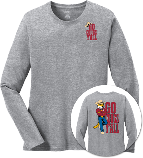 Washington State University Alumni Association Texas Merchandise Fall 2026 - Women's Long Sleeve Tee (Go Cougs Design)