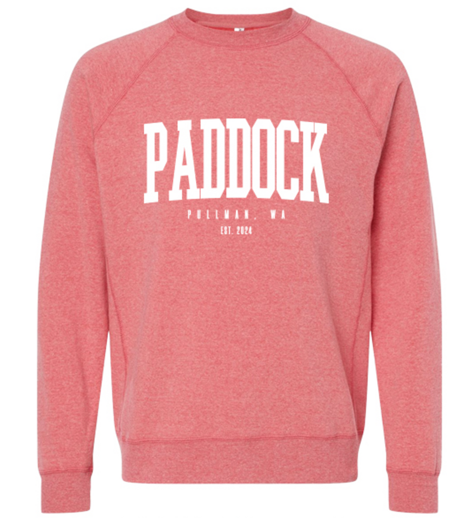 Paddock Spirits Co. Winter Merch 2024 - Bold Name Crewneck Raglan Sweatshirt