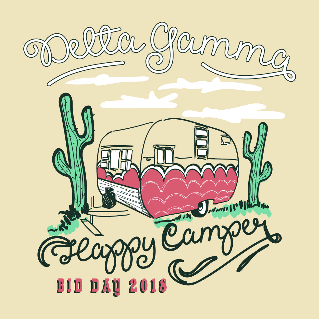 Delta Gamma Happy Camper Bid Day Design