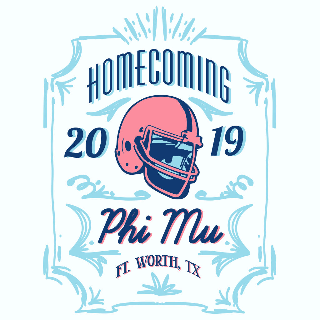 Phi Mu Homecoming Football Helmet Design