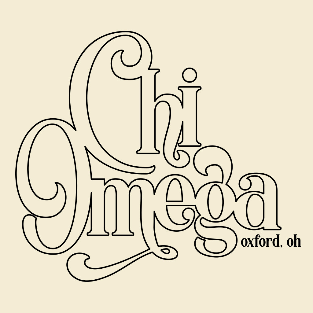 Chi Omega Minimal Lettering Design – College Hill