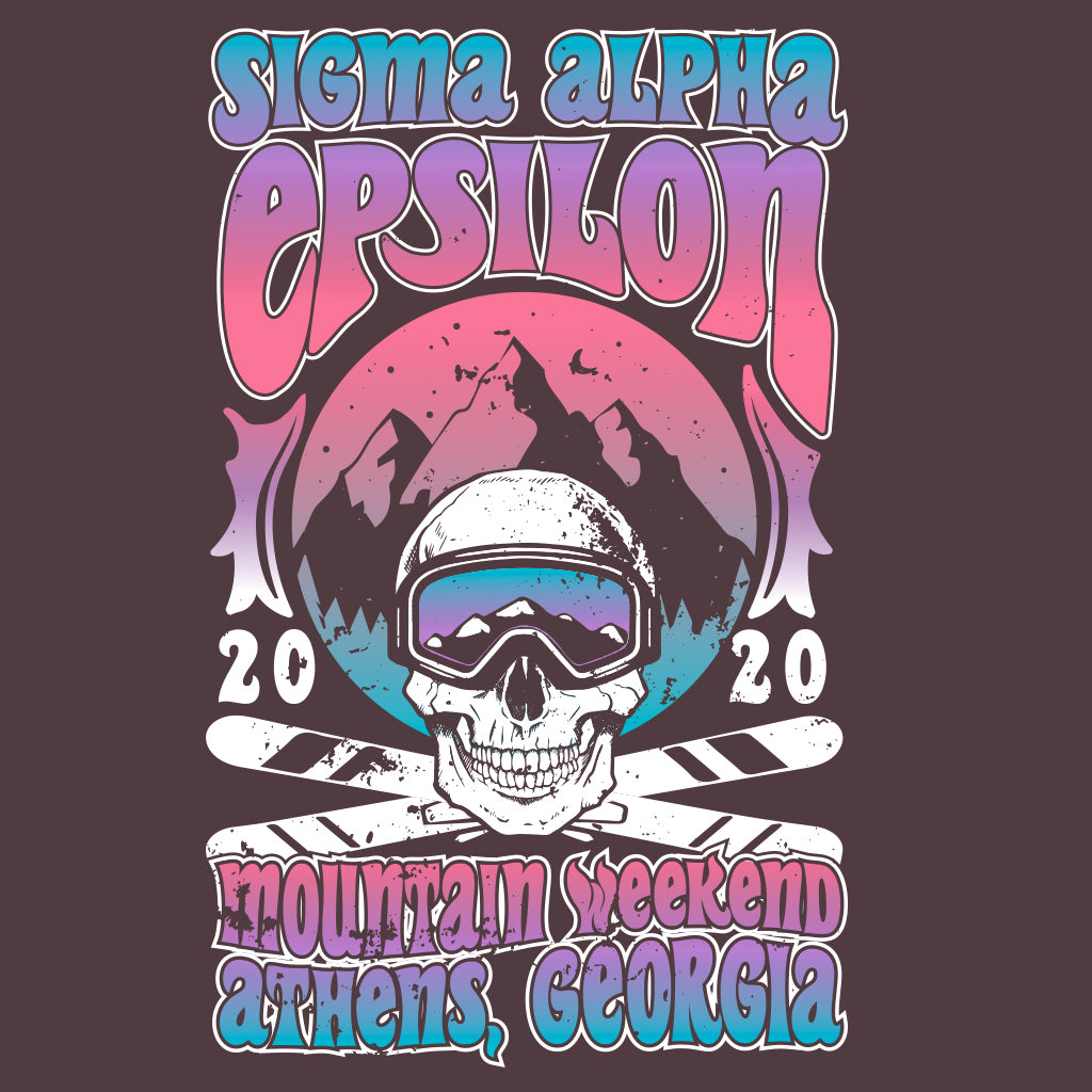 Sigma Alpha Epsilon Skull and Skis Mountain Weekend Design