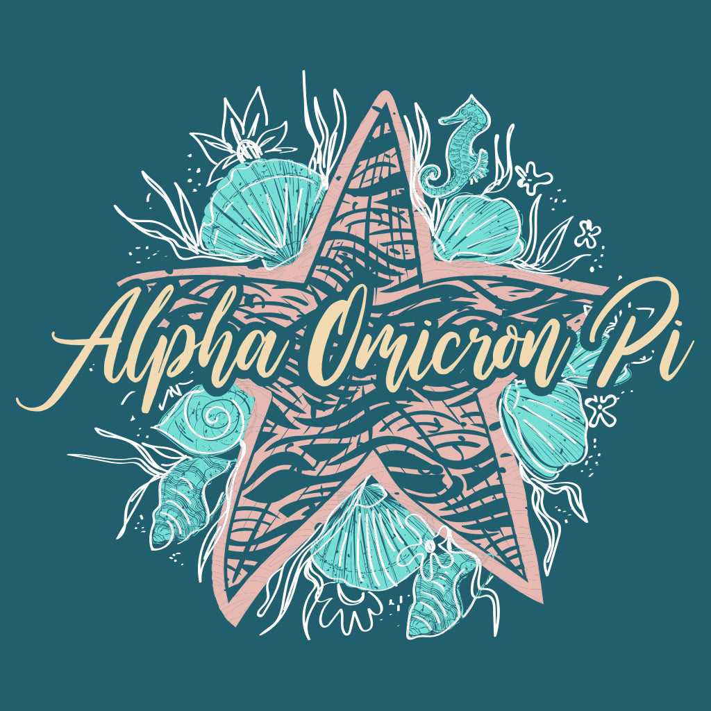 Alpha Omicron Pi Starfish Beach Theme Design