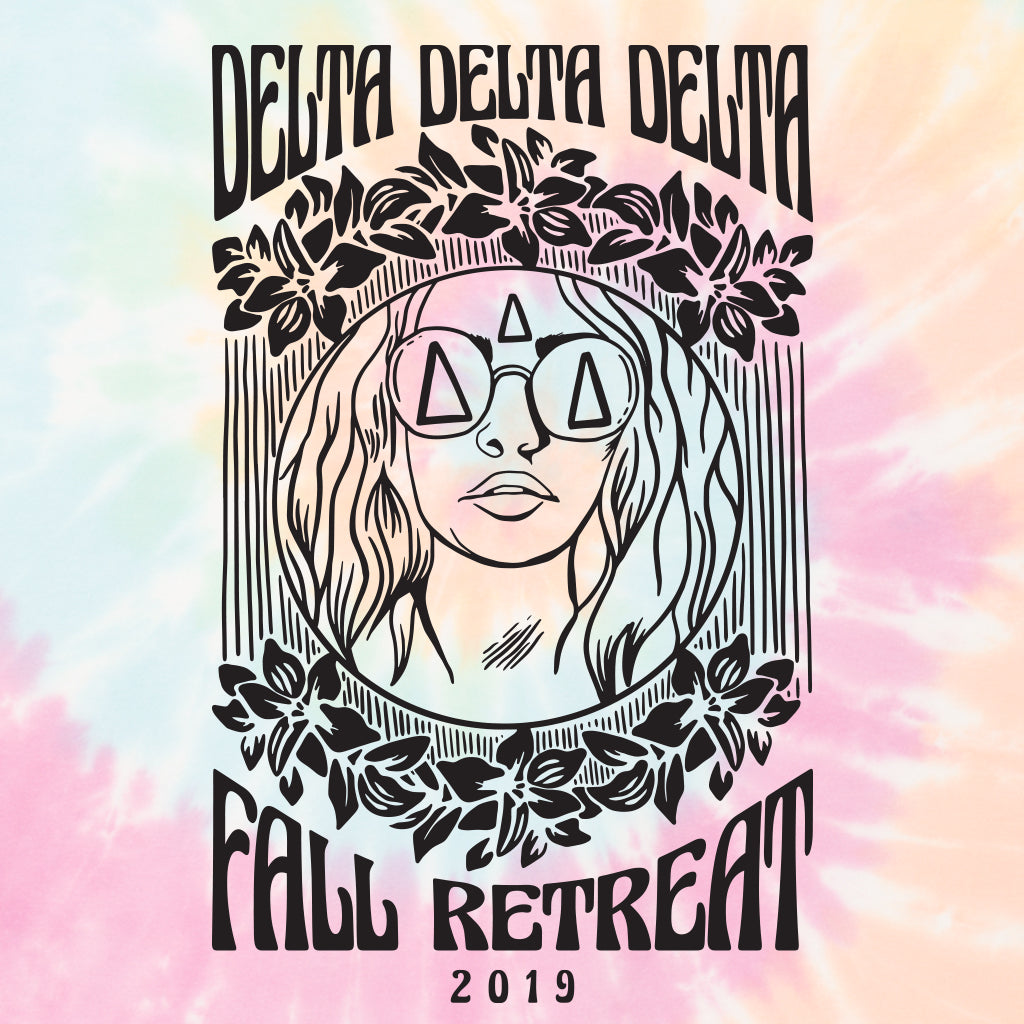 Tri Delta Groovy Tye-Dye Girl Design