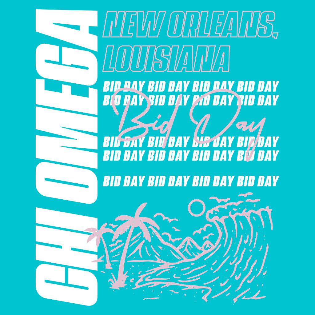 Chi O Beach Bid Day Design