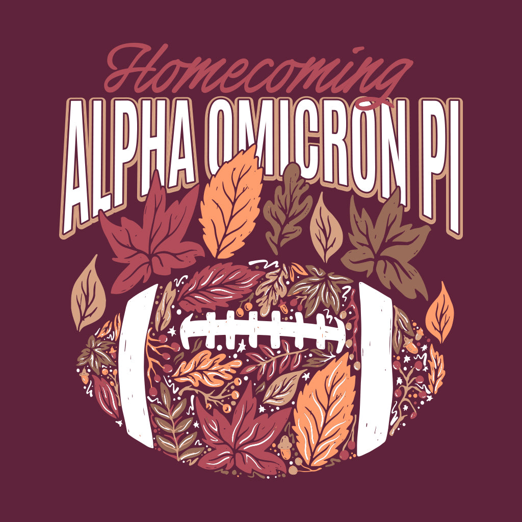 Alpha Omicron Pi Leafy Football Design