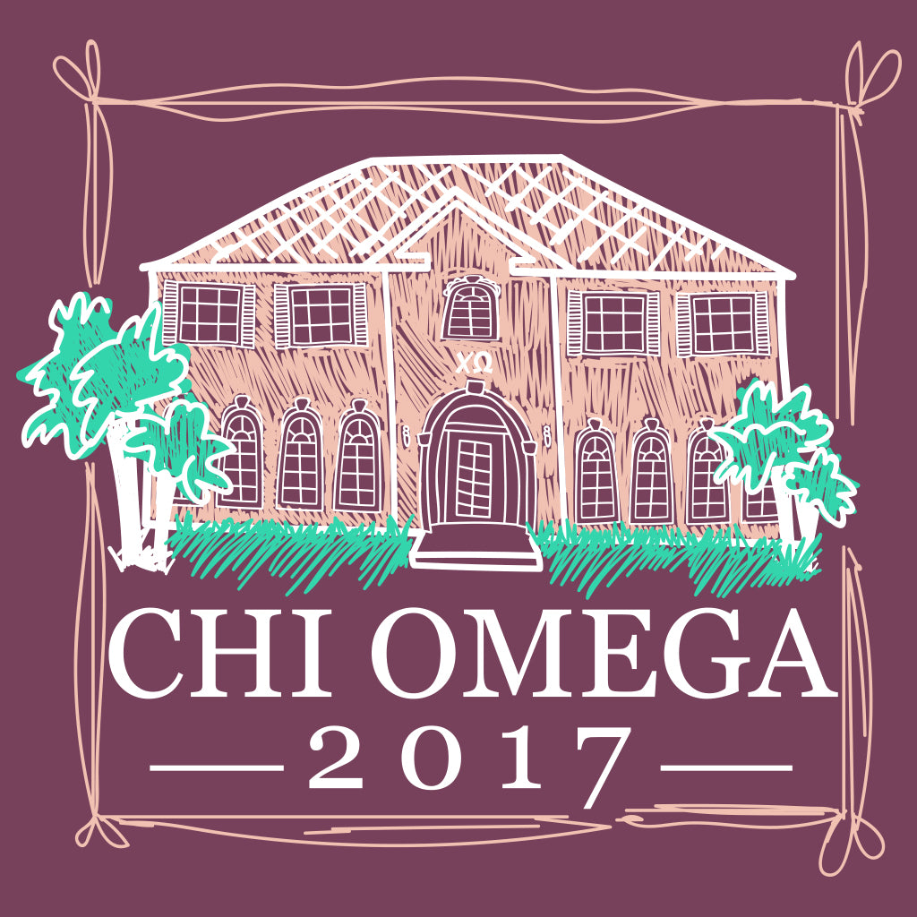 Chi Omega Hand Drawn House Design