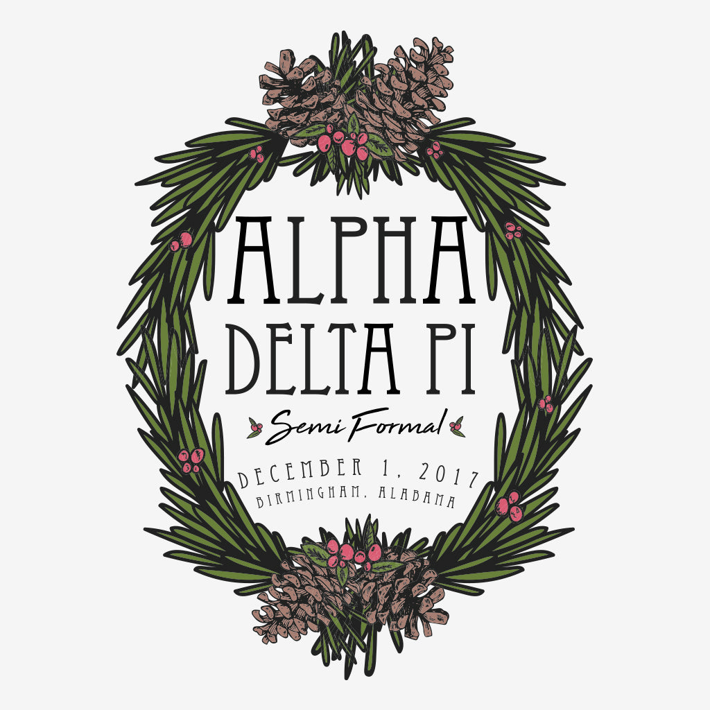 Alpha Delta Pi Semi Formal Wreath Design