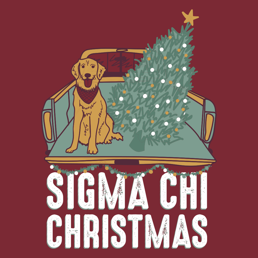Sigma Chi Christmas Tree and Dog Design