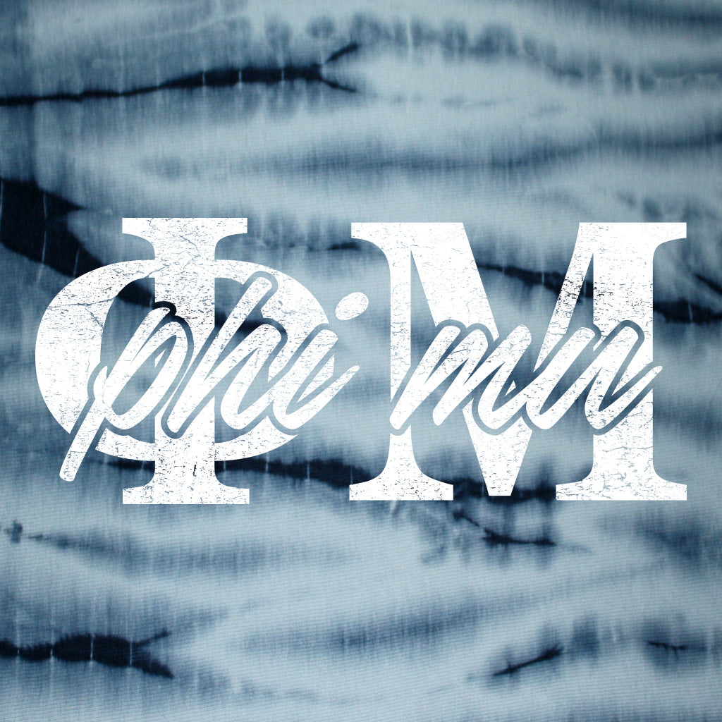 Phi Mu Lettering Tie Dye Design