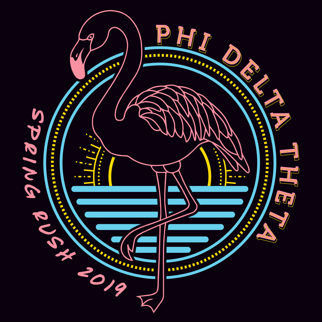 Phi Delta Theta Spring Rush Neon Flamingo Design