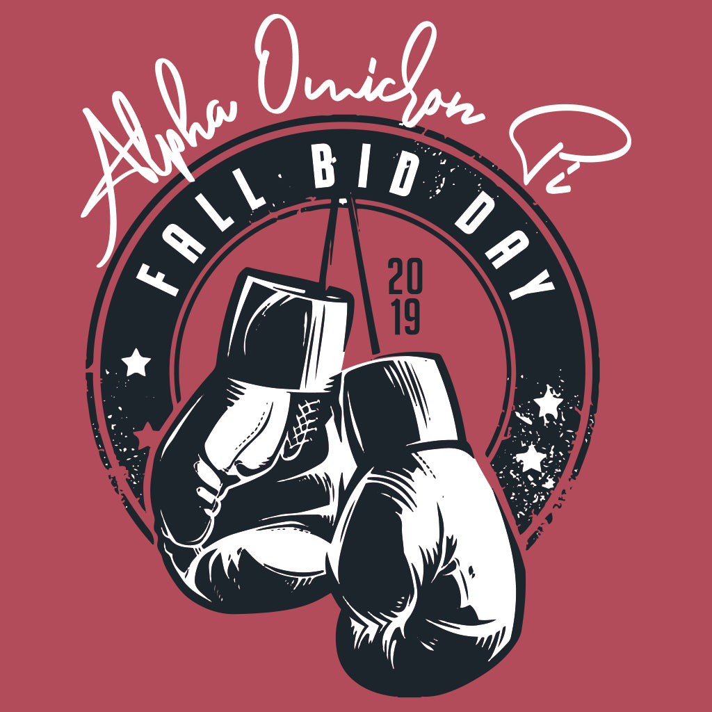Alpha Omicron Pi Boxing Bid Day Design
