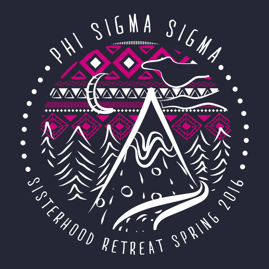 Phi Sigma Sigma Hand Drawn Tribal Design