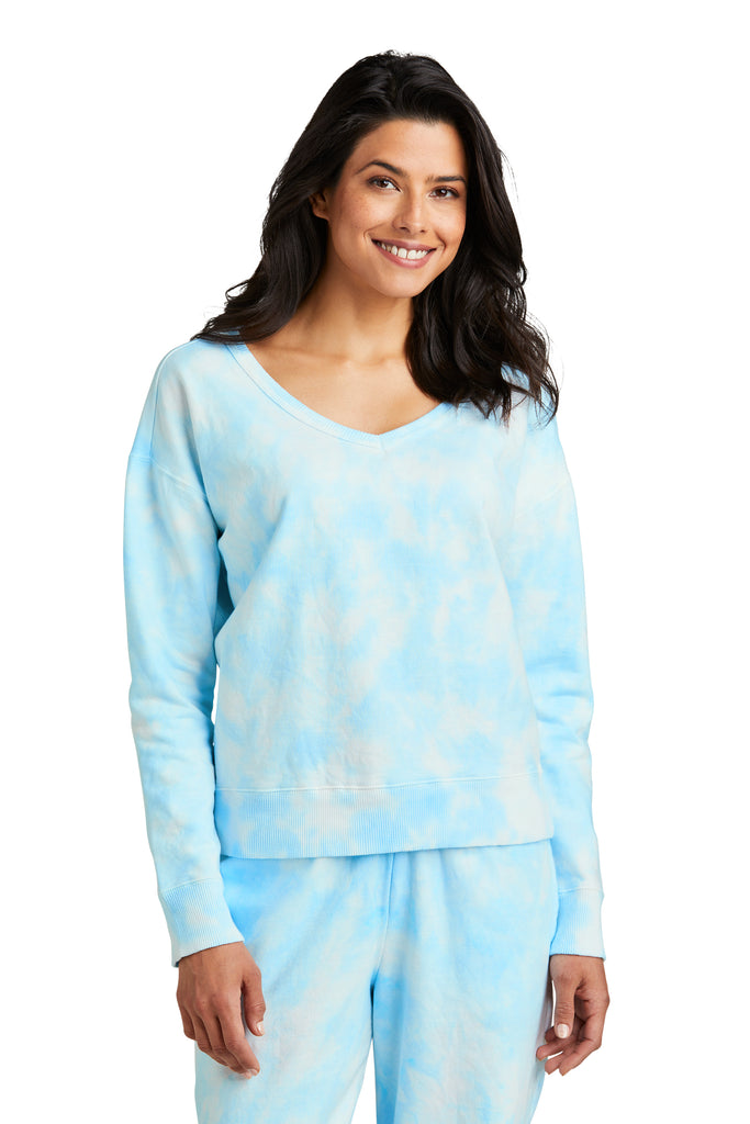 Port & Company® Ladies Beach Wash® Cloud Tie-Dye V-Neck Sweatshirt