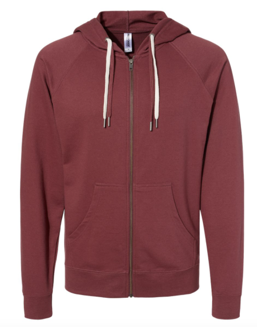 Independent Trading Co. - Icon Unisex Lightweight Loopback Terry Full-Zip Hooded Sweatshirt