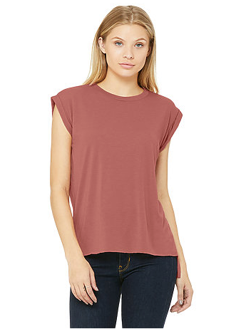 Bella + Canvas Ladies' Flowy Muscle Tee with Rolled Cuff